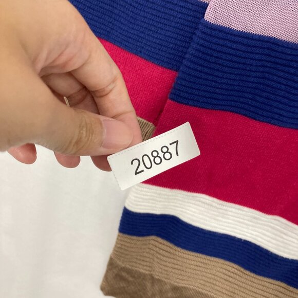 Chico's size XXL/4 Multi Color Striped Knit Crew Neck 3/4 Sleeve Sweater - Picture 9 of 9